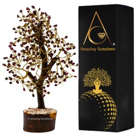 Amazing Gemstone Crystals and Healing Stones Birthday Gifts for Women - Garnet Crystal Tree of Life Home Decor Stocking Stuffers, Bookshelf, Room, Meditation Gift for Mom Dad, Unique Birthday Gifts
