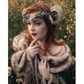 MOSTORY Handmade Green Fairy Circlet Wood Forest Elf Headpiece Medieval Celtic Elven Crown for Women Girls Festival Proms