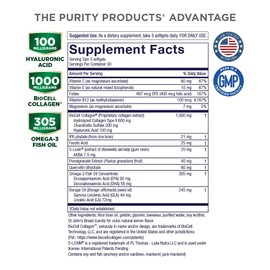 Purity Products Hylastra Gold Softgels Collagen + Hyaluronic Acid + Beauty Boosting Powerhouse Ingredients - Increased Skin Hydration & Elasticity - Reduces Fine Lines & Wrinkles - 90 Softgels