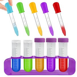 Children's Pipettes, Test Tubes with Stand and Dropper Pipettes, Children's Water Feature, Educational Toy, Creative Scientific Toy for Boys and Girls (Pack of 11)