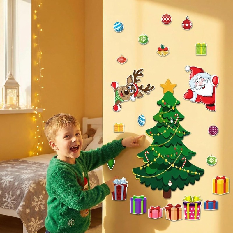 Magnetic Christmas Tree for Refrigerator, Soft Magnetic Set, Reusable Holiday
