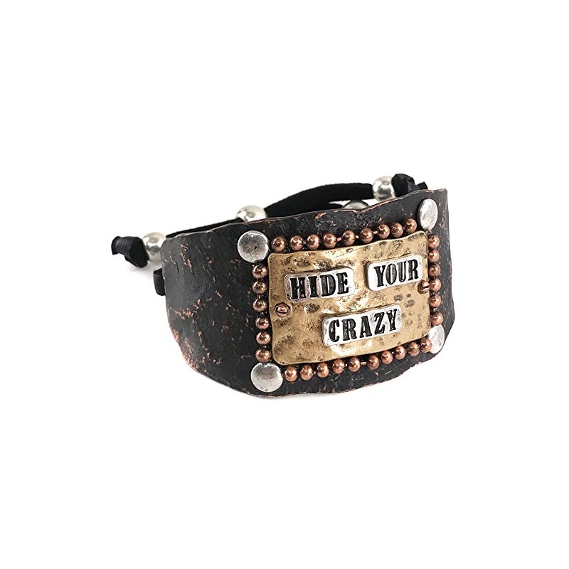 Western Peak Western Tritone Hammered Hide Your Crazy Leather Cuff