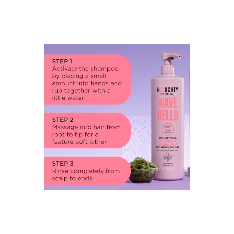 Noughty Wave Hello Curl Defining Shampoo for Curly Hair, 1