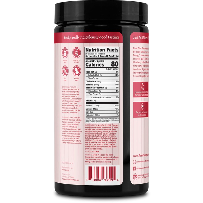 Perk Energy Original White Chocolate Peppermint Pretzel Drink Mix (20
