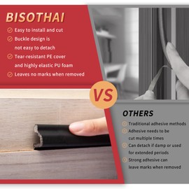 Fingwerk 26 Feet Long Reach Weather Stripping Seal With 4 PCS Corner Seals, V-Shaped Replacement Strip Foam Kerf Insulation for Door Frame (Black)