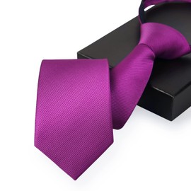 Alizeal Boys Solid Colour Pre-Tied 6 cm Zip Skinny Tie, 067-magenta