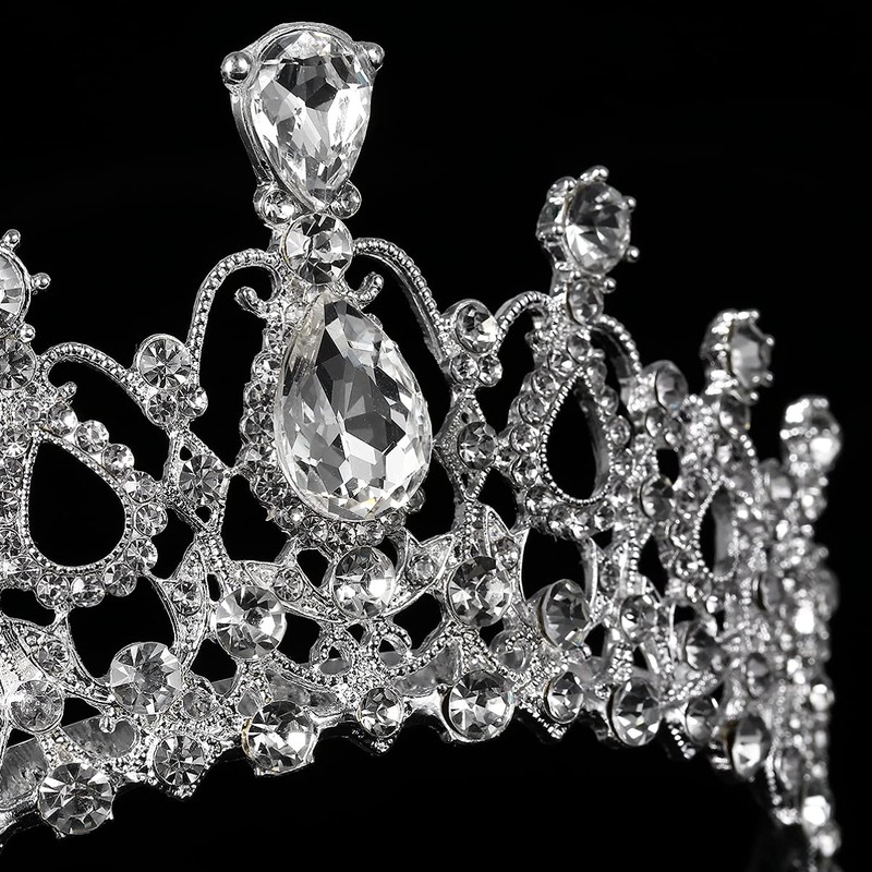 Frcolor Bridal Crystal Headband Crown Tiara with Comb for Wedding