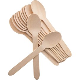 Concession Essentials Wooden Disposable Spoons 6 inches. Spoons Printed with Dark on Spoons.