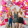 Hot Pink Orange Balloons Garland Arch Kit,127PCS Silver Confetti Latex