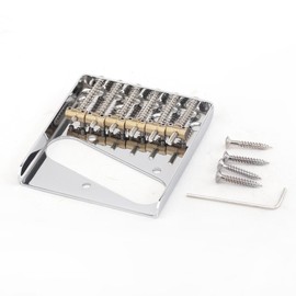 Musiclily Pro 54mm Guitar Telecaster Bridge Assembly with 6 Brass Saddles for Tele Style, Chrome