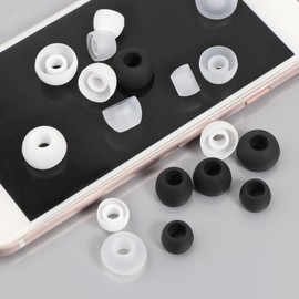 12 Pcs Black Silicone Buds Ear Tips S/M/L Sizes Earbuds Soft Rubber Flexible Eartips Buds Wing Tips Fit in Case Buds Headphones Earbuds Accessories (White)