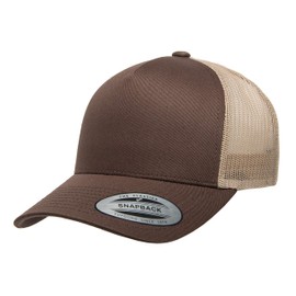 Yupoong Men's YP Classics 5-Panel Retro Trucker Cap-2-Tone, Brown/Khaki, OSFA