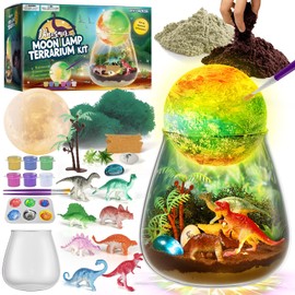 DIY-LAOESE Dinosaur Toy, Dinosaur Terrarium Set for Children with Moon Lamp Painting Set, Gift for Boys Aged 4, 5, 6, 7, 8, 9, 10, 11, 12 Years, Dinosaur Craft Set, Birthday Gift