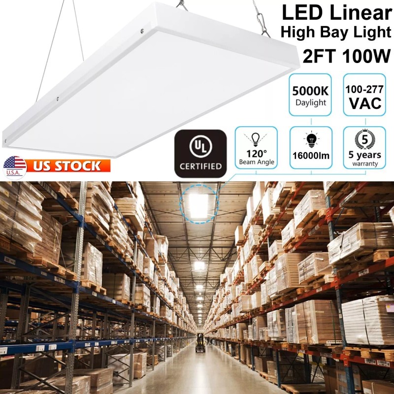 WYZM LED Linear High Bay Light 2FT, 100W 16000LM Adjustable