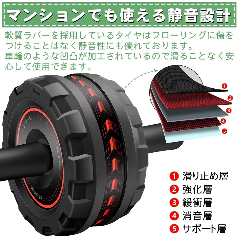 FEELCAT Abdominal Roller, Silent, Wide Roller, High Stability, For Beginners,