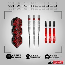 RED DRAGON Jonny Clayton Original 2.0 26 Gram Premium Tungsten Steeltip Darts Set with Flights and Stems