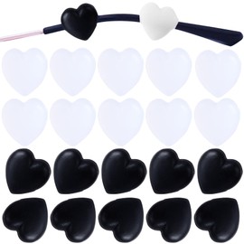 Lekgavd 10 Pairs Eyeglasses Ear Grips, Black/Clear Heart Silicone Glasses Retainers, Reusable Anti-Slip Eyeglasses Stopper for Ear Hooks, Sunglasses Holders for Women Men Reading, Traveling