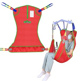 EZ Assistive Universal Full Body Patient Lift Sling,Medical Sling for Bed Positioning and Bathing Assist Aids,Transfer Sling for Elderly,Disabled,Bedridden (Red, Large)