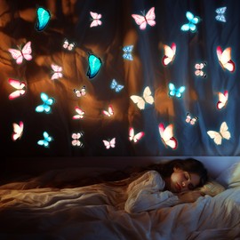 ElevateTech 64 Pcs Glow in The Dark Butterfly Wall Decor, Removable Butterfly Wall Stickers Luminous Colorful Ceiling Butterfly Stickers DIY Art Crafts for Living Room Wall Stickers Decor
