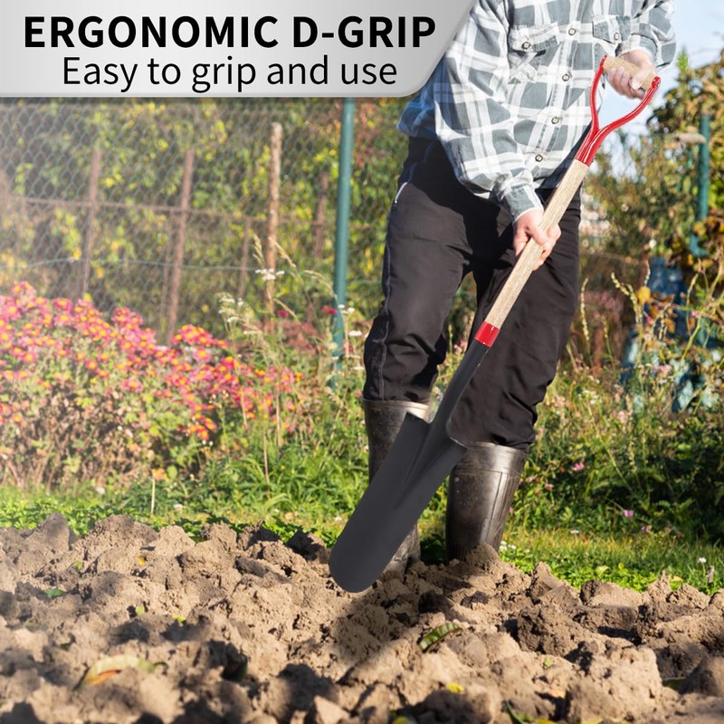 Nohovu Spade Shovel for Digging, Heavy Duty Shovel with D-Handle,
