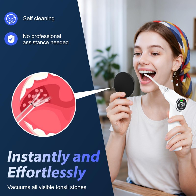 Electric Tonsil Stone Remover Vacuum USB Rechargeable, 6 Suction Levels