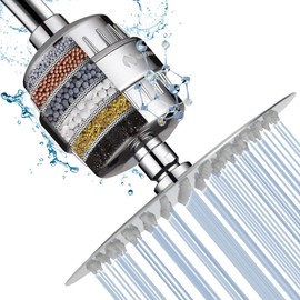 NearMoon Shower Head and 15 Stage Shower Filter Combo, High Pressure Filtered Showerhead for Hard Water, Improves the Condition of Your Skin, Hair - 1 Replaceable Filter Cartridge (8 Inch, Chrome)