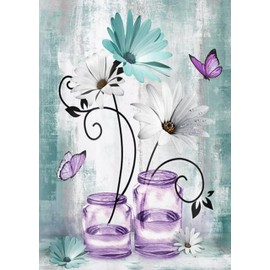 Daisy Diamond Art Painting Kits for Adults, Rustic Flower Full Drill Diamond Dots Paintings for Beginners, Round 5D Paint with Diamonds Pictures Gem Art Painting Kits DIY Crafts Kits 12x16inch