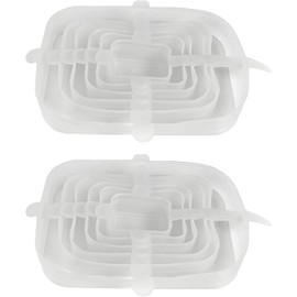 TopHomer 12 Paquetes Tapas Elásticas Rectangulares de Silicona Juego de 6 Tamaños Reutilizables Cubierta Resistente para Contenedor, Mantiene los Alimentos Frescos, Apto para Lavavajillas y Congelador