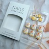 24 Pcs Flower Press on Toenails Short Yellow Floral Fake