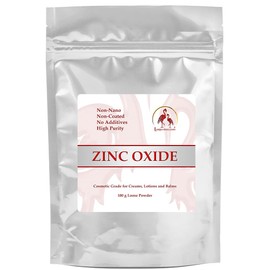 Zinc Oxide Powder - Cosmetic Grade - 100g Pure Powder Packed in a resealable Stand-up Pouch.