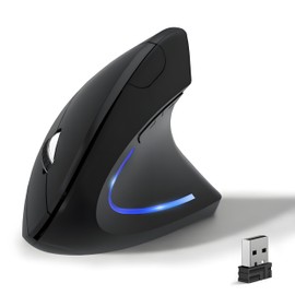 KUNSI KUNSI Wireless Ergonomic Mouse, 2.4G Wireless Vertical Ergo Mouse, 800/1200/1600 Adjustable DPI,6 Buttons Ergonomic Mouse for Laptop/MacBook/PC/Desktop-Black