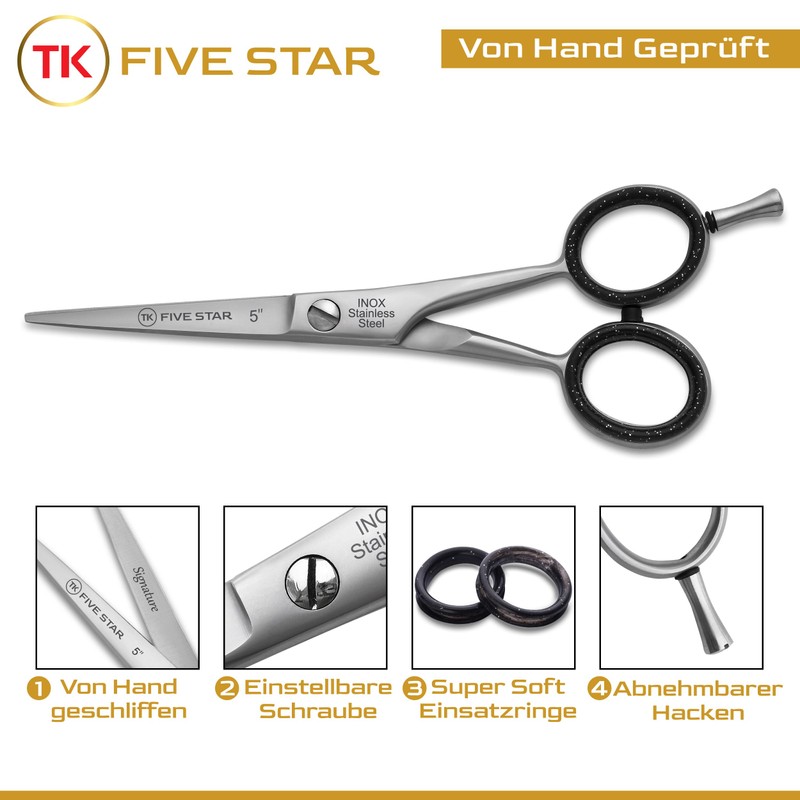 TK Five Star Professional 5 Inch Small Sharp Beard Scissors