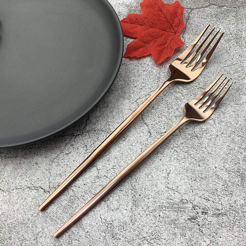 JASHII Silverware Set, Mirror Polished Copper Flatware Cutlery Set Service