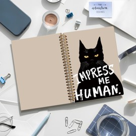 LIANGW Funny Cat Notebook Journal, Black Cat Spiral Notebook, Black Cat Gifts, Cat Notepad, Cat Gifts for Cat Lovers, College Ruled Spiral Notebook 80 Sheets -160 Pages 5.5x8.3 Inch