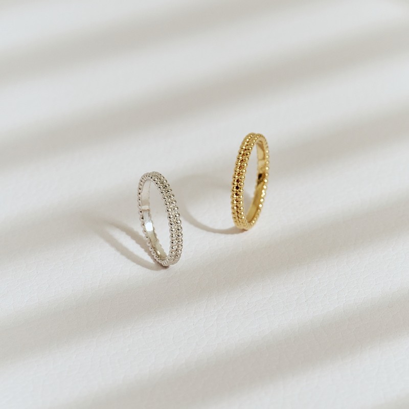 Gold&Dear 14KGP Bubble Layered Slim Ring White Gold L (No.
