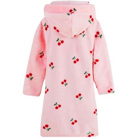 DNggAND Boys Girls Bathrobes,Toddler Boy Girl Robes,Children's Plush Soft Coral Fleece Hooded Pajamas Sleepwear for Kids Cheery X 5-6Y