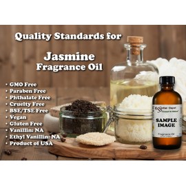 Essential Depot Jasmine Fragrance Oil - Supplied in 4 oz. Amber Glass Bottle with Black Phenolic Cone Lined and Safety Sealed Cap