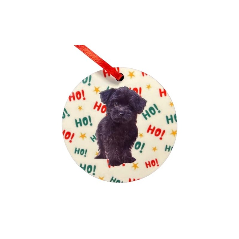 Yorkie Poo Dog Black Christmas Round Ornament New
