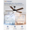 ZMISHIBO 52 Inch Ceiling Fans with Lights, Smart Remote/APP Control,