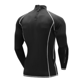 UNGOCAX Hockey Shirt with Neck Guard for Adult and Youths,Long Sleeves Compression Shirt with Integrated Neck Guard Black