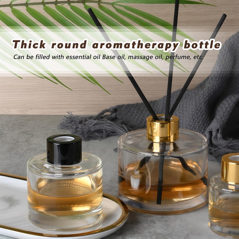 2 Pcs 50ml/1.7oz Clear Round Empty Glass Diffuser Bottles Jars