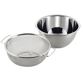 Yoshikawa 3804633 Colander Ball Set, Easy to Drain, Silver, Set of 2