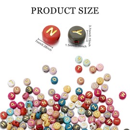 Kioiner 1000 Pcs Acrylic Letter Beads, Colourful A-Z Letter Beads, 3.7×7mm Flat Round Alphabet Beads with 1.5mm Hole for DIY Crafts Bracelet Necklaces Key Chains Earring Jewelry Making