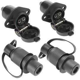 ETUKER Trailer Plug 3-Pin 2x Trailer Socket Flat Three-Pole Plug Socket 12 V Tractor 3-Pin