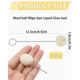 TPZORJX 30 Pieces Wool Daubers, Wool Daubers Ball Brush, Wool Balls Painting Brush, Supported Dyeing Leather Dauber Tool, Leather Dyeing Brush, Sponge Brush for Dyeing, Gluing and DIY Crafts (12.5 cm)