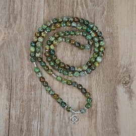 Celtic Gift Ideas 108 Mala Stone Beads Bracelet Crystal Necklace with Infinity Knot Lucky Charm, Stone, Pearls, turquoise