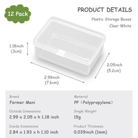 12 Pcs Rectangle Clear Craft Supply Case - Clear Plastic Box Containers for Jewelry Findings and Art Supplies (2.99 x 2.05 x1.18 inch)