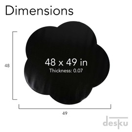DESKU Flower Power Desk Chair Mat – Heavy-Duty PVC Mats for Carpet Floor Protection, Black, 48 x 49 Inches, Made in The USA