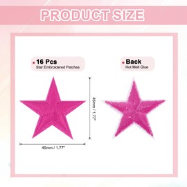 sourcing map 16Pcs Iron on Star Patches, Sew on Star Embroidered Patches, Decorative Repair Patch Applique for DIY Crafts Backpacks Bags Hats Clothes, 45mm Rose Pink