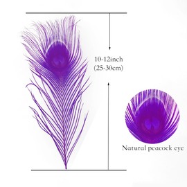 10pcs Purple 10-12inch Peacock Feathers for Craft Feather Mask Making Decoration